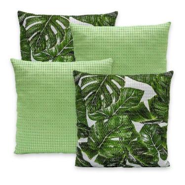 Imagem de Kit 4 Capas Piquet P/ Almofadas 40x40 Com Zíper Lisas e Estampadas - R
