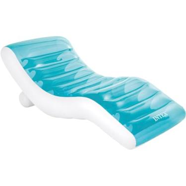 Imagem de Intex: Splash Lounge - (56874EP) Água azul-petróleo e branca e boia de piscina, inflável, porta-copos embutidos, alças resistentes, encosto traseiro, design elegante e confortável