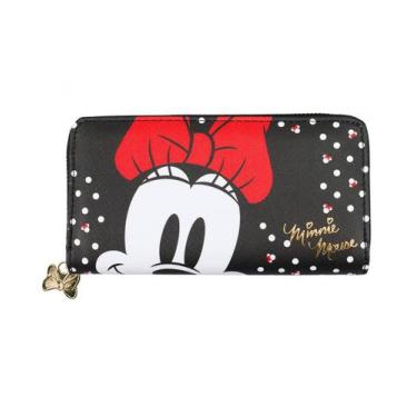 Imagem de Carteira Retangular Preta Pintas Minnie 10x19cm - Disney
