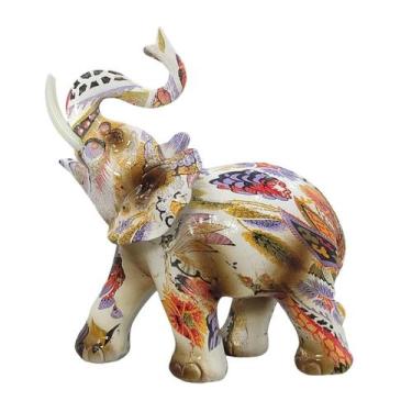 Imagem de Elefante Decorativo Em Resina Indiano Sabedoria Sorte Z - Luthi Comérc