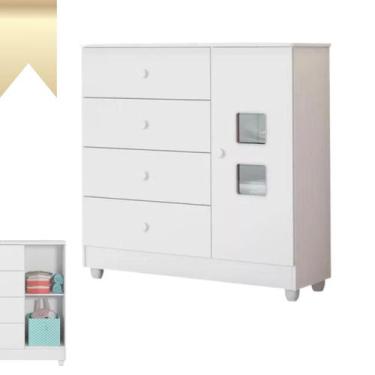 Imagem de Cômoda Quarto Infantil Bebê 1 Porta 4 Gavetas Qualidade - B&A BENTO, B