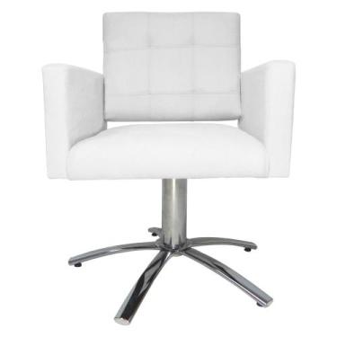 Imagem de Poltrona Decorativa Camila Pés Metal Giratório Suede Branco - DS Estof