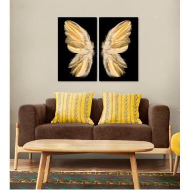 Imagem de Quadro Decorativo em Tela Dupla 60x40cm Asas de Anjo para Sala Recepçã