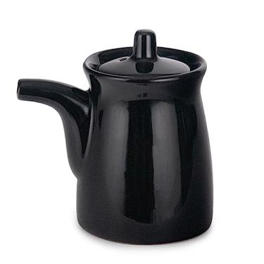 Imagem de Happy Sales HSSD-BLCK4, Dispensador de óleo de cerâmica de cerâmica estilo japonês Dispensador de vinagre Ponzu Shoyu Dispensador de molho de soja com tampa, 177 ml, preto