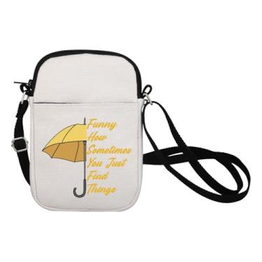 Imagem de HIMYM Bolsa tiracolo Himym Gift Funny How Sometimes You Just Find Things Gifts Yellow Umbrella Gift Sling Bag, Branco