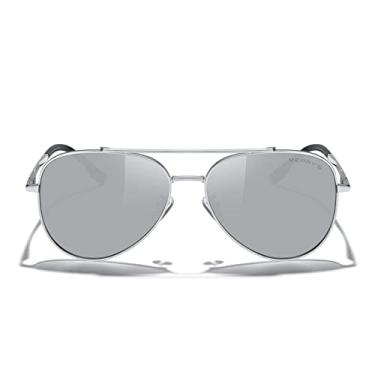 Imagem de MERRY'S Óculos de sol aviador espelhados clássicos para homens e mulheres, lentes polarizadas para dirigir e pescar, Armação prateada/lente espelhada prateada, Lens width: 60 millimeters