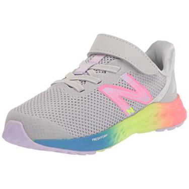 Imagem de New Balance Tênis de corrida infantil Fresh Foam Arishi V4 Hook & Loop, Alumínio claro/ciberlilás/rosa neon, 4 Wide Infant
