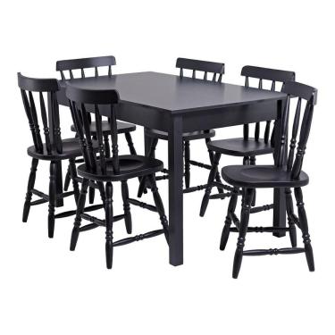 Imagem de Mesa De Jantar Ditália Com 6 Cadeiras Ja-225 Cor:preto Preto