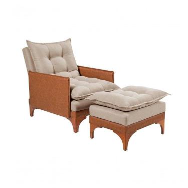 Imagem de Cadeira Poltrona Reclinável Munique Linho-courissímo Bege