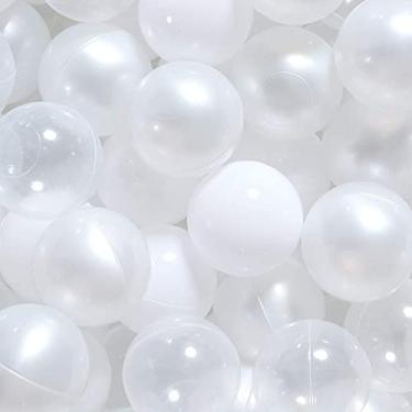 Imagem de N+A Bolas brancas para piscina de bolas com bolas transparentes para piscina de bolinhas, para meninos e meninas, barraca de brincar, 100 unidades