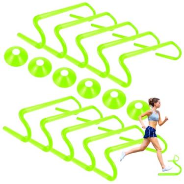 Imagem de QIJISTORM 10 peças de obstáculos de treinamento de agilidade de velocidade de 15 cm com 6 cones de marcadores, durável, destacável, obstáculo, pliométrico, todas as velocidades, equipamento com