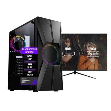 Imagem de Pc Gamer i5 7 GTX 1650 16Gb SSD 240 Fonte 600 Monitor - THARGON TECHNO