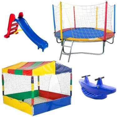 Imagem de Playground Completo Cama Elástica 2,30m Piscina de Bolinhas 1,50m Esco