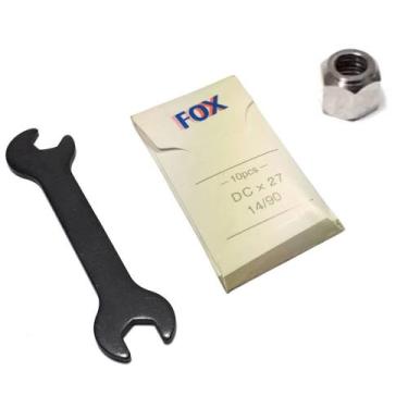 Imagem de Agulha Fox 90/14, Porca E Chave 7mm Para Prender Agulha Máquina Overlo