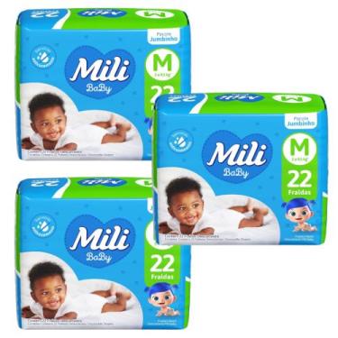 Imagem de Kit C3 Fralda infantil Jumbinho M C/22 - Mili - MILI S/A