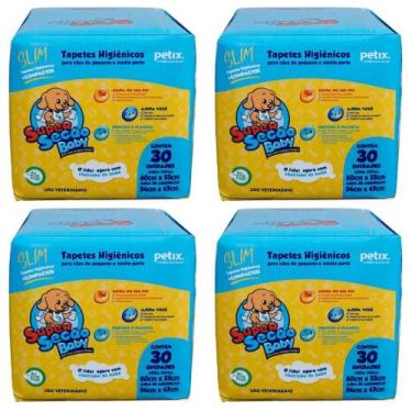 Imagem de Kit 4 Tapete Higiênico Super Secão Baby Slim Cães 30UN 60X55 - Petix