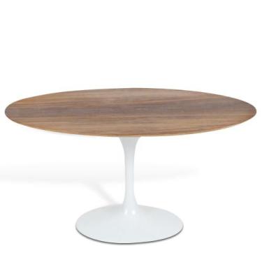 Imagem de Mesa De Jantar  Saarinen Redonda 124 cm Madeira Base Branca - Eero Saa