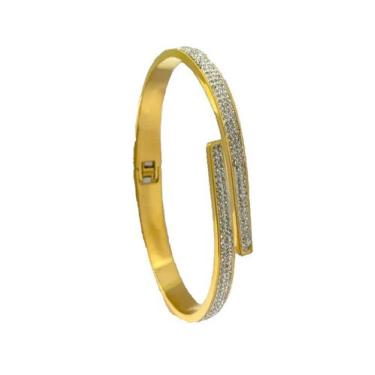 Imagem de Bracelete Luxo Duas Pontas Cravejado - Banhado a Ouro 18k - ToJoia18k