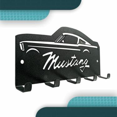 Imagem de Porta Chaves Mustang   20 x 9 cm Preto Lixa - Artístic Laser 
