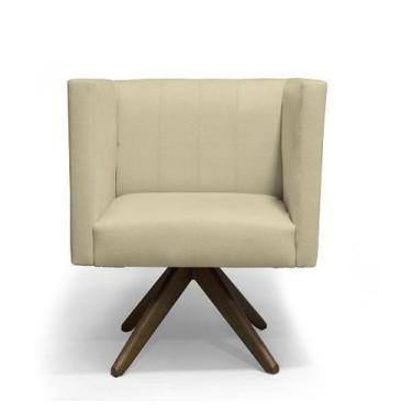 Imagem de Poltrona Decorativa Barcelona Base Giratória Suede Bege - Casa & Estof