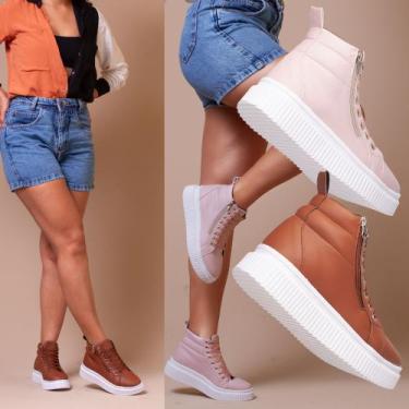 Imagem de Kit 2 pares Tenis Feminino Com Sola Anti-Derrapante - Coturno Feminino