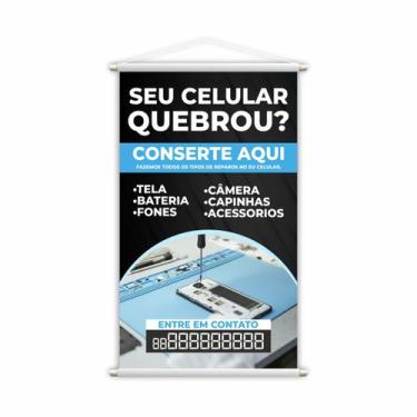 Imagem de Banner Conserto Reparos de Celulares Número Contato 60x40cm - PlimShop