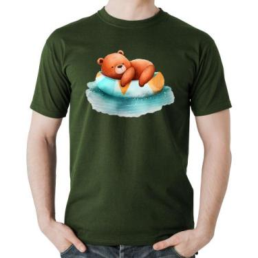 Imagem de Camiseta Algodão Ursinho Teddy Relaxando Na Piscina - Foca na Moda, Mu