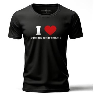 Imagem de Camisa I Love Jonas Brothers Camiseta Unissex - SEMPRENALUTA, Preto, G