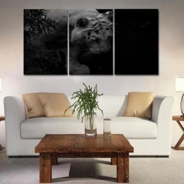 Imagem de Quadros mosaico tigre e leão med. 105x65 ps 2mm adesivo fosco borda in