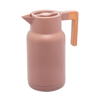 Imagem de Garrafa Térmica Nude Plástico com Cabo de Madeira Bambu 1 Litro Lyor -