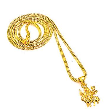 Imagem de Medalhão com pingente banhado a ouro indiano JewarHaat com corrente banhada a ouro uso diário, joias modernas para homens, mulheres, meninos e meninas, Banhado a ouro, Sem Pedra Preciosa