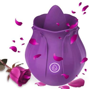 Imagem de Estimulador vibrador de brinquedo sexual rosa para lamber o clitóris para mulheres, brinquedos sexuais para casais de mulheres adultas com 10 modos, vibrador de mamilo mini clitóris feminino (Roxo)