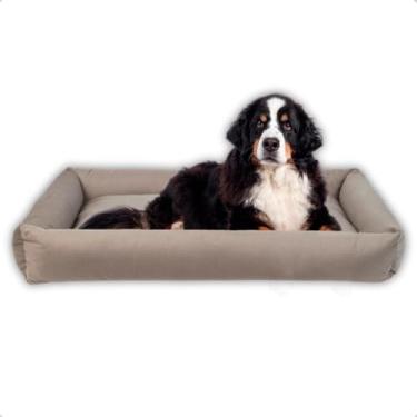 Imagem de Cama Colchonete Cachorro Luxo Extra Grande Fundo Impermeável Osso de Pelúcia (Cinza)