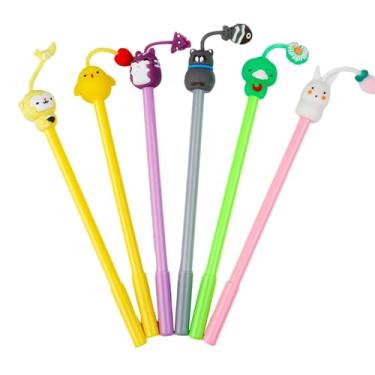 Imagem de Joucien Caneta neutra de antena animal criativa de desenho animado de 4 peças - 0,5 mm, tubo de agulha completa, caneta neutra preta - seis enviados aleatoriamente