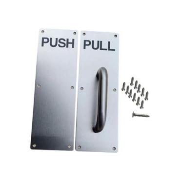 Imagem de Ｂｅｓｇａ Puxadores de porta de aço inoxidável puxam puxadores com parafuso de montagem placas de impulso de porta resistentes para hotéis públicos, Push Pull Prata