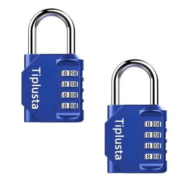 Imagem de Pacote com 2 fechaduras combinadas, cadeado redefinível de 4 dígitos à prova d'água para academia escolar, armário esportivo, cerca, caixa de ferramentas, portão, estojo, armazenamento de ferrolho