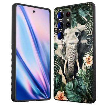 Imagem de EFGWSDER Capa para Galaxy S25 Ultra, capa protetora de borracha TPU flexível com absorção de choque para Samsung Galaxy S25 Ultra 6,9 polegadas 2025, folhas de palmeira de elefante