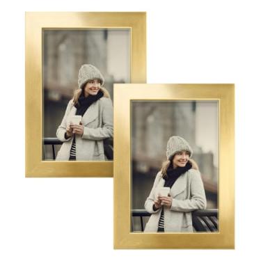 Imagem de Renditions Gallery Conjunto de 2 porta-retratos de 10 x 15 cm, estilo moderno de alta qualidade, feito de madeira maciça e vidro de alta definição, pronto para exibição de fotos de parede e mesa,