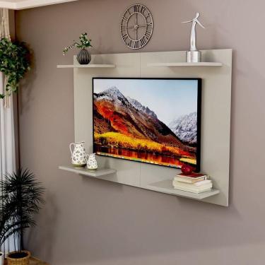 Imagem de Painel De TV Até 50 Pol Amanda Minimalista Com Prateleira MDF Off White