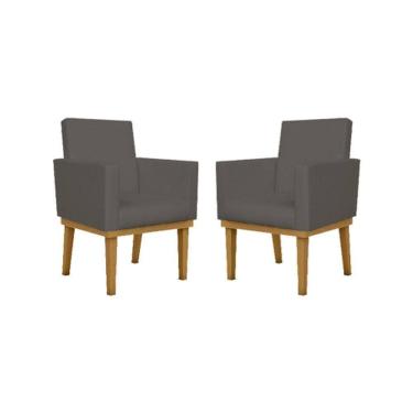 Imagem de Kit 02 Poltronas Decorativa Reforçada Courino cinza