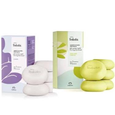 Imagem de Kit 2 Caixas de Sabonete Natura Todo dia 10 Unidades, Algodão/Capim Li