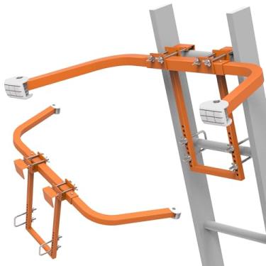 Imagem de Estabilizador de escada, acessório de estabilizador de escada estendida para calha e parede de telhado, suporte de escada de 204 kg, suporte de escada de aço pesado/suporte de escada de parede com