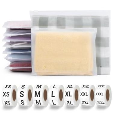 Imagem de Svaldo Sacos de zíper fosco com adesivos de tamanho para roupas, 100 peças de sacos de embalagem de plástico de 20 x 14 cm para calças, gravatas, armazenamento de meias, 3500 peças de adesivos de
