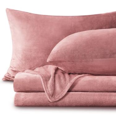 Imagem de BEDELITE Lençóis de flanela rosa empoeirado tamanho Queen