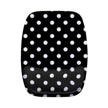 Imagem de Mouse Pad Ergonomico Fundo Preto com Bolinhas Branca