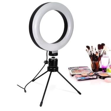 Imagem de Ring Light LED 6 Polegadas com Tripé e Suporte para Celular, Iluminador de Mesa