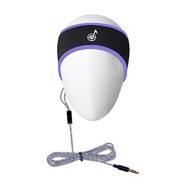 Imagem de MMUSS Fones de ouvido esportivos estéreo com faixa de cabeça com alto-falantes ultrafinos. Perfeito para dormir de lado, esportes, viagens aéreas, meditação e relaxamento (roxo 1 conector de 3,5 mm)