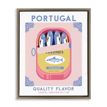 Imagem de Stupell Industries Arte de parede em tela emoldurada flutuante marrom em lata de sardinha de Portugal por Omar Escalante, 25 x 31