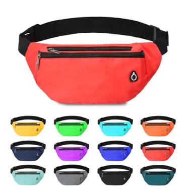 Imagem de Pochete para mulheres e homens, pochete transversal resistente à água esportiva bolsa de cintura, bolsa de cinto para viagens, caminhadas, corrida, 1 pacote - vermelho, Large, Pochete