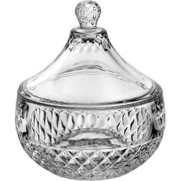 Imagem de VASO POTICHE BOMBONIERE REDONDO DECORATIVO HOME&CO COM TAMPA VIDRO 12x11x11cm TRANSPARENTE